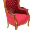 Casa Padrino Barock Lounge Sessel Mahagoni Braun / Bordeaux 70 cm x 60 cm x H. 105cm - Massivholz