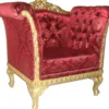 Casa Padrino Barock Lounge Sessel Bordeaux Rot / Gold Massivholz - Handgefertigter Antik Stil Sessel 102 x 70 x 70 cm