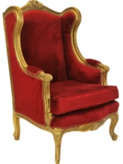 Casa Padrino Barock Lounge Thron Sessel Bordeaux Rot / Gold - Antik Stil Ohrensessel, Höhe 110 cm