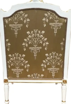 Casa Padrino Barock Lounge Thron Sessel Empire Gold Muster / Weiß / Gold - Interior Wohnzimmer Möbel