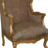 Casa Padrino Barock Lounge Thron Sessel Leopard / Gold Mod2 - Ohrensessel aus Massivholz - 120 x 83 x 64 cm
