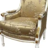 Casa Padrino Barock Lounge Thron Sessel Empire Gold Muster / Weiß / Gold - Interior Wohnzimmer Möbel Antik Stil