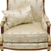 Casa Padrino Barock Lounge Thron Sessel mit elegantem Muster Cremefarben / Dunkelbraun / Gold - Barock Wohnzimmer Möbel