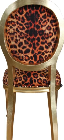 Casa Padrino Barock Luxus Esszimmer Stuhl Leopard / Gold - Designer Stuhl - Hotel & Restaurant Möbel - Luxus Qualität