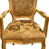 Casa Padrino Barock Luxus Esszimmer Stuhl mit Armlehnen Gold Bouquet Muster / Gold
