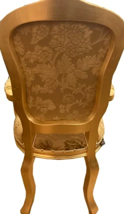 Casa Padrino Barock Luxus Esszimmer Stuhl mit Armlehnen Gold Bouquet Muster / Gold