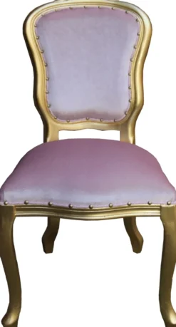 Casa Padrino Barock Luxus Esszimmer Stuhl Louis Rosa / Gold - Barock Möbel