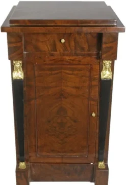 Casa Padrino Barock Mahagoni Säule mit Tür und Schublade Braun / Schwarz / Gold 60 x 45 x H. 80 cm - Barock Möbel