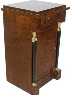 Casa Padrino Barock Mahagoni Säule mit Tür und Schublade Braun / Schwarz / Gold 60 x 45 x H. 80 cm - Barock Möbel