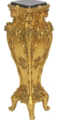 Casa Padrino Barock Marmor Säulen Set in Gold und Schwarz - 2er Set - 85 x 35 x 35 cm