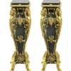 Casa Padrino Barock Marmor Säulen Set Gold / Schwarz 25 x 25 x H.70 cm - Luxuriöse Dekosäulen im 2er Set