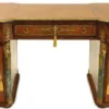 Casa Padrino Barock Massivholz Schreibtisch Braun / Grün / Gold - Prunkvoller Bürotisch im Barockstil - Handgefertigte Barock Büro Möbel
