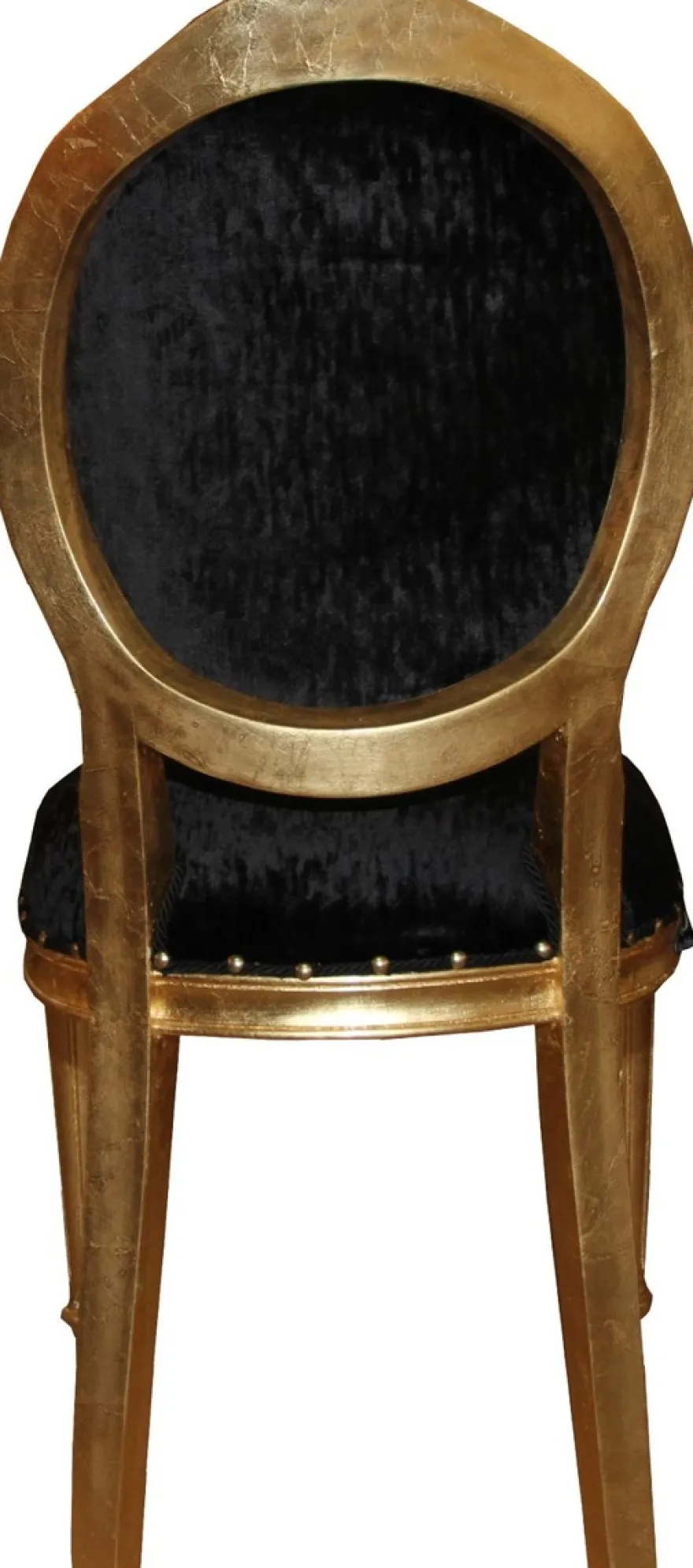 Casa Padrino Barock Medaillon Luxus Esszimmer Stuhl ohne Armlehnen in Schwarz / Gold - Limited Edition