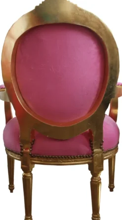 Casa Padrino Barock Medaillon Salon Stuhl Rosa / Gold - Möbel Antik Stil
