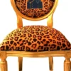 Casa Padrino Barock Medaillon Luxus Esszimmer Stuhl Leopard / Gold Napoleon - Luxs Kollektion