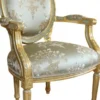 Casa Padrino Barock Medaillon Salon Stuhl Grün Muster / Gold Modell Versailles - Möbel Antik Stil