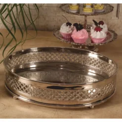 Casa Padrino Barock Messing Serviertablett Silber 30 cm - Barock Deko Accessoires - Gastronomie Accessoires