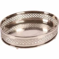 Casa Padrino Barock Messing Serviertablett Silber 30 cm - Barock Deko Accessoires - Gastronomie Accessoires