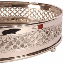 Casa Padrino Barock Messing Serviertablett Silber 30 cm - Barock Deko Accessoires - Gastronomie Accessoires
