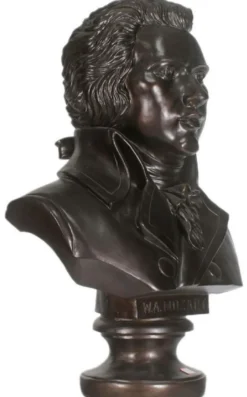 Casa Padrino Barock Mozart Büste Schwarz 50 x 25 x H. 65 cm - Dekofigur im Barockstil