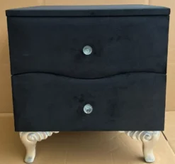 Casa Padrino Barock Nachtkommode mit 2 Schubladen Schwarz / Silber - Barockstil Nachttisch - Barock Möbel - Schlafzimmer Möbel im Barockstil - Edel & Prunkvoll