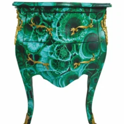 Casa Padrino Barock Nachtkommode mit 2 Schubladen Malachitgrün / Messing - Barock Möbel