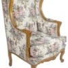 Casa Padrino Barock Ohrensessel Mehrfarbig / Braun / Gold 83 x 83 x H. 110 cm - Wohnzimmer Sessel mit Blumenmuster
