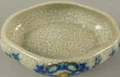 Casa Padrino Barock Porzellan Zuckerdose mit Deckel Creme / Blau / Messing 11 x 8 x H. 8 cm - Barock Porzellan Deko Accessoires