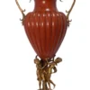 Casa Padrino Barock Porzellan Vase mit 2 Griffen - Luxus Kollektion, Rot / Bronze, 39 x 28,3 x 78,7 cm