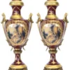 Casa Padrino Barock Porzellan Pokal Set Bordeaux Rot / Gold, B 26 cm x H 63 cm, 2er Set, Luxuriöse Hotel Dekoration