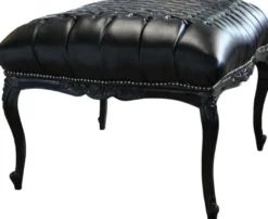 Casa Padrino Barock riesen Sitzhocker Schwarz / Schwarz Lederoptik 88 x 88 cm - Barock Möbel