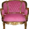 Casa Padrino Barock Salon Lounge Sessel Rosa / Gold - Cocktailsessel - 90 cm x 75 cm x 63 cm