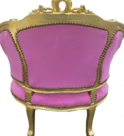 Casa Padrino Barock Salon Lounge Sessel Rosa / Gold - Cocktailsessel - 90 cm x 75 cm x 63 cm