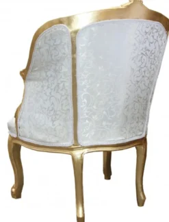 Casa Padrino Barock Salon Sessel Weiß / Gold, Handgefertigter Cocktailsessel aus Massivholz, 62 x 60 x 90 cm
