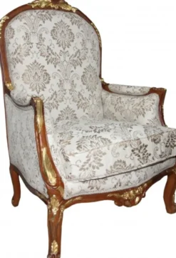 Casa Padrino Barock Salon Sessel Creme / Braun / Gold - 119 x 80 x 63 cm - Handgefertigtes Antik Stil Replikat