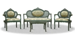 Casa Padrino Barock Salon Set mit Sitzbank 2 Stühlen und Tisch - Limited Edition