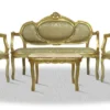 Casa Padrino Barock Salon Set mit Sitzbank 2 Stühle und Tisch - Hotel Möbel Antik Stil