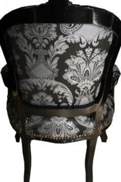 Casa Padrino Barock Salon Stuhl Schwarz Muster / Schwarz - Antik Stil Möbel