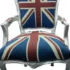 Casa Padrino Barock Salon Stuhl Union Jack Design / Silber