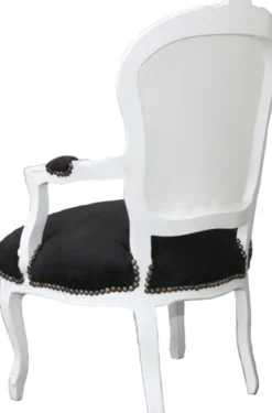 Casa Padrino Barock Salon Stuhl Weiß / Schwarz Mod2 Bling Bling