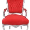 Casa Padrino Barock Salon Stuhl Rot / Silber - Antik Design Möbel