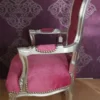 Casa Padrino Barock Salon Stuhl Rosa/Silber - Barock Antik Stil Möbel