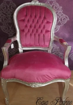Casa Padrino Barock Salon Stuhl Rosa/Silber - Barock Antik Stil Möbel