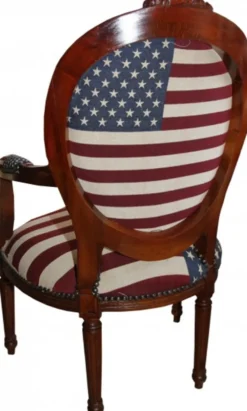 Casa Padrino Barock Salon Stuhl USA Design - Massivholz Mahagoni Braun - 98 x 64 x 68 cm