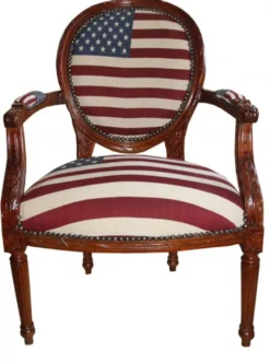 Casa Padrino Barock Salon Stuhl USA Design - Massivholz Mahagoni Braun - 98 x 64 x 68 cm