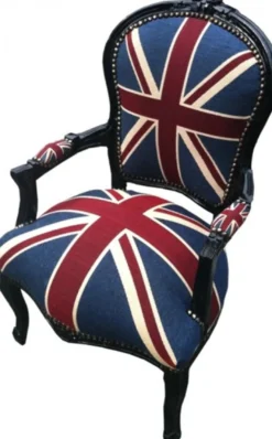 Casa Padrino Barock Salon Stuhl Union Jack Design / Schwarz