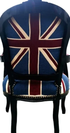 Casa Padrino Barock Salon Stuhl Union Jack Design / Schwarz