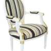 Casa Padrino Barock Salon Stuhl Weiß / Gold / Mehrfarbig 50 x 50 x H. 105 cm - Gestreifter Barock Stuhl mit Armlehnen - Barock Möbel