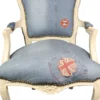Casa Padrino Barock Salon Stuhl Jeans Optik / Creme Mod2 - Limited Edition