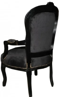 Casa Padrino Barock Salon Stuhl Schwarz / Schwarz mit Bling Bling Glitzersteinen Mod1